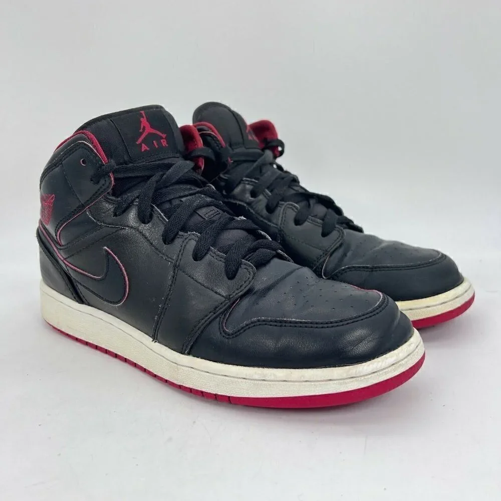 Nike Air Jordan 1 Retro Lance Mountain Bred Black Red Youth Shoes 554725-028 7Y